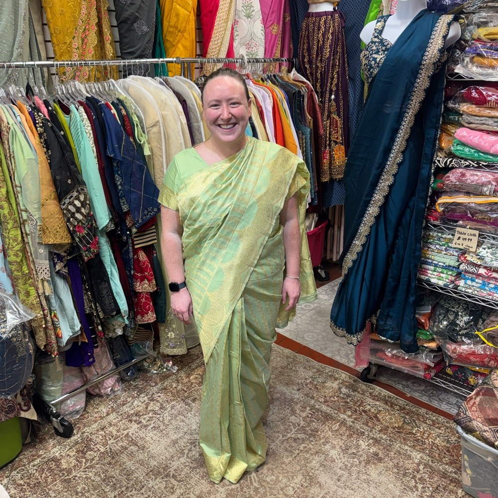 Elegant Green and Gold Saree